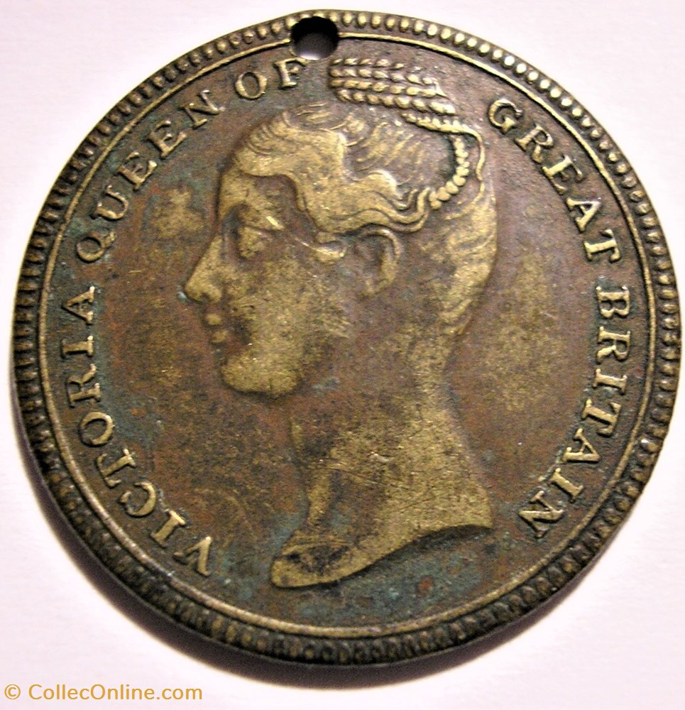 Queen Victoria - Crowning Token 1838 - Great Britain 2 monnaie jeton mereaux queen victoria crowning token 1838 great britain