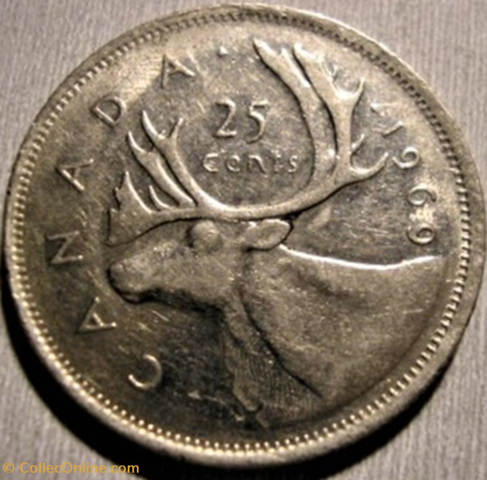 monnaie monde canadum elizabeth ii 25 cents 1969