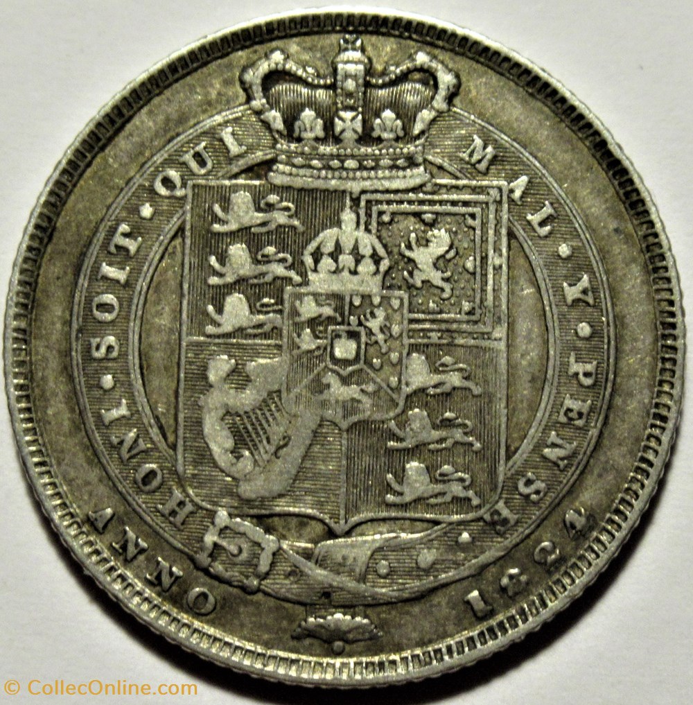 George IV - 1 Shilling 1824 - Great Britain 3 monnaies monde royaume uni george iv 1 shilling 1824 great britain