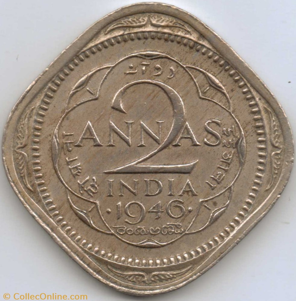 monnaie monde inde george vi 2 annas 1946 bombay british india