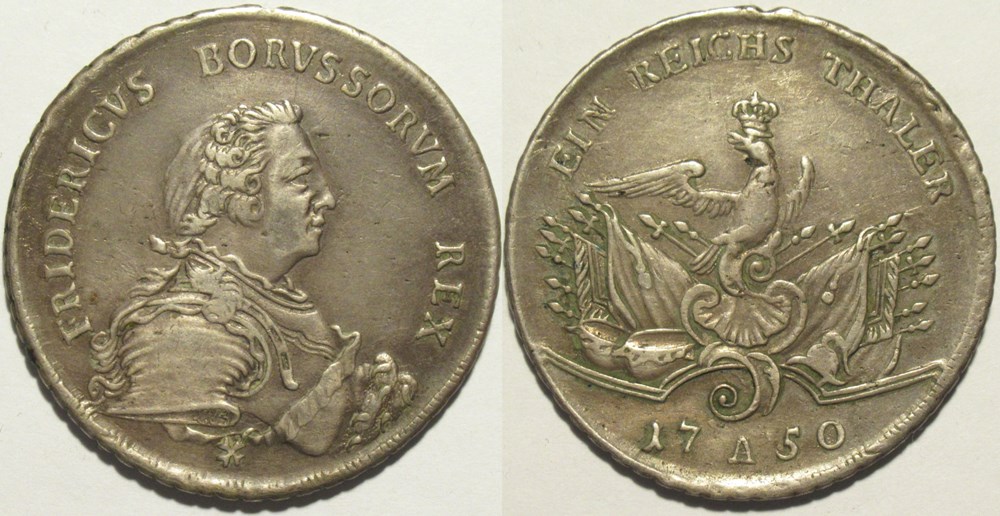 Friedrich II the Great - Reichsthaler 1750 Berlin, Kingdom of Prussia monnaies europe medievale saint empire romain germanique friedrich ii the great reichsthaler 1750 berlin kingdom of prussia