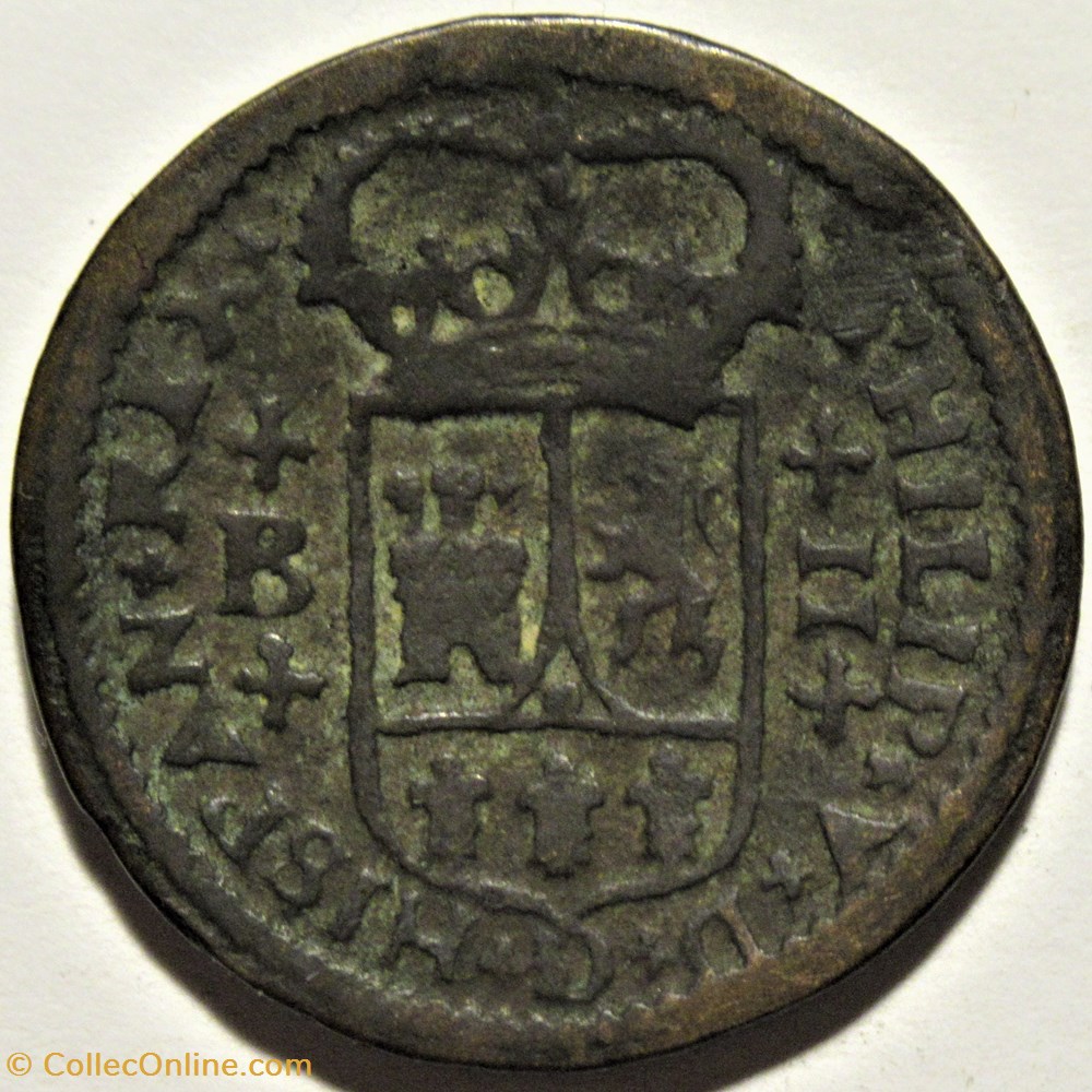 1720 Barcelona, 2 Maravedis - Felipe V (ex.2) 2 monnaies europe medievale royaume espagne 1720 barcelona 2 maravedis felipe v ex 2