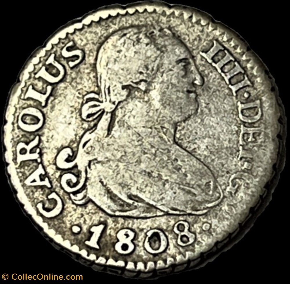 1808 - ½ Real Madrid - Carlos IV de España monnaies monde espagne 1808 real madrid carlos iv de espana