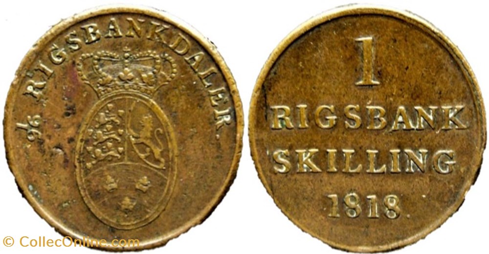 Frederik VI Denmark - 1 Rigsbankskilling 1818 monnaies monde danemark frederik vi denmark 1 rigsbankskilling 1818