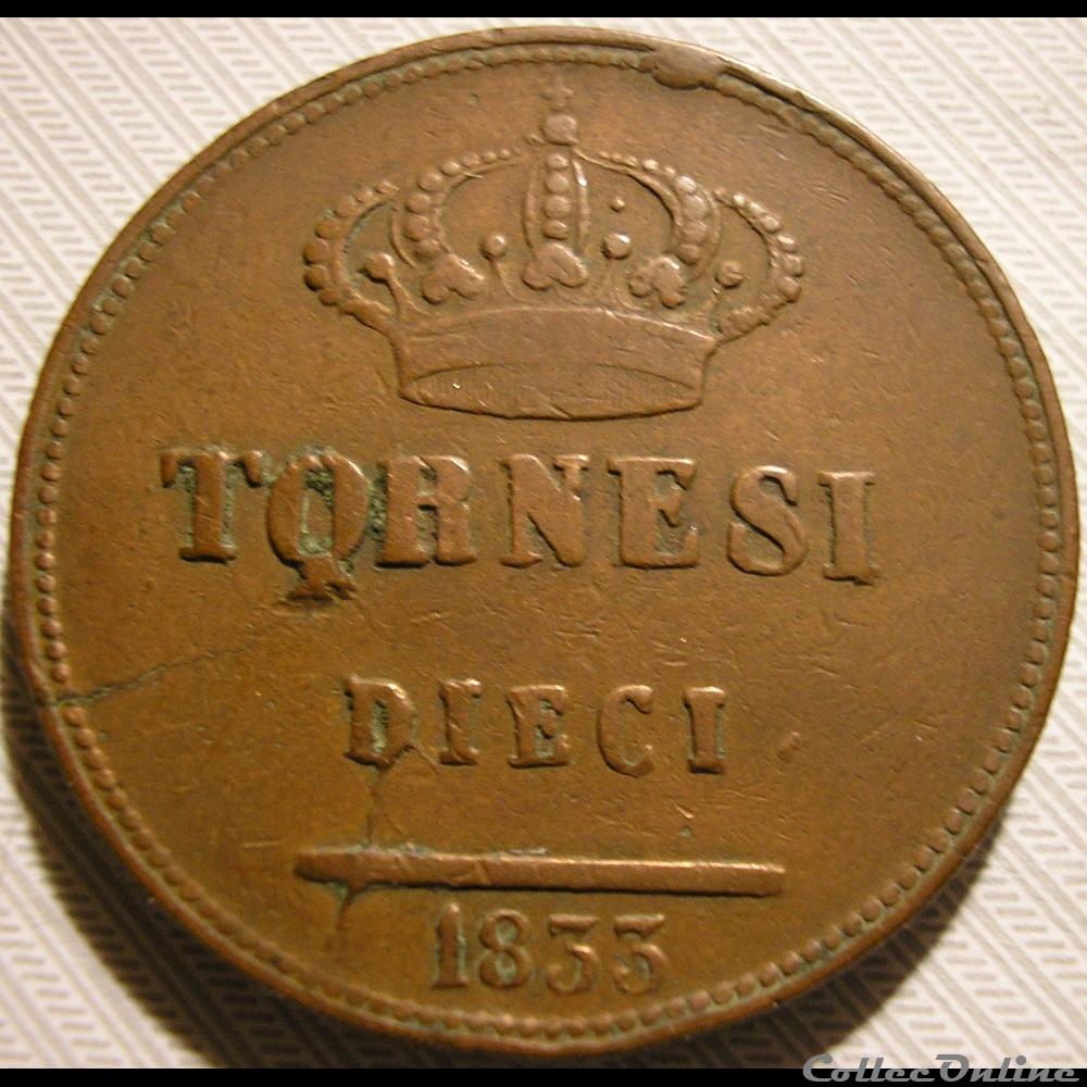 1833 Royaume de Naples, 10 Tornesi - Ferdinando II 4 monnaie monde italie 1833 royaume de naples 10 tornesi ferdinando ii