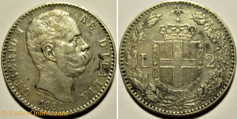 1882 Regno d'Italia, 2 Lire, Roma - Umberto I monnaies monde italie 1882 regno italia 2 lire roma umberto i