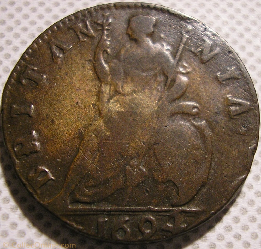monnaies europe medievale royaume angleterre william iii marie ii farthing 1694 kingdom of england var