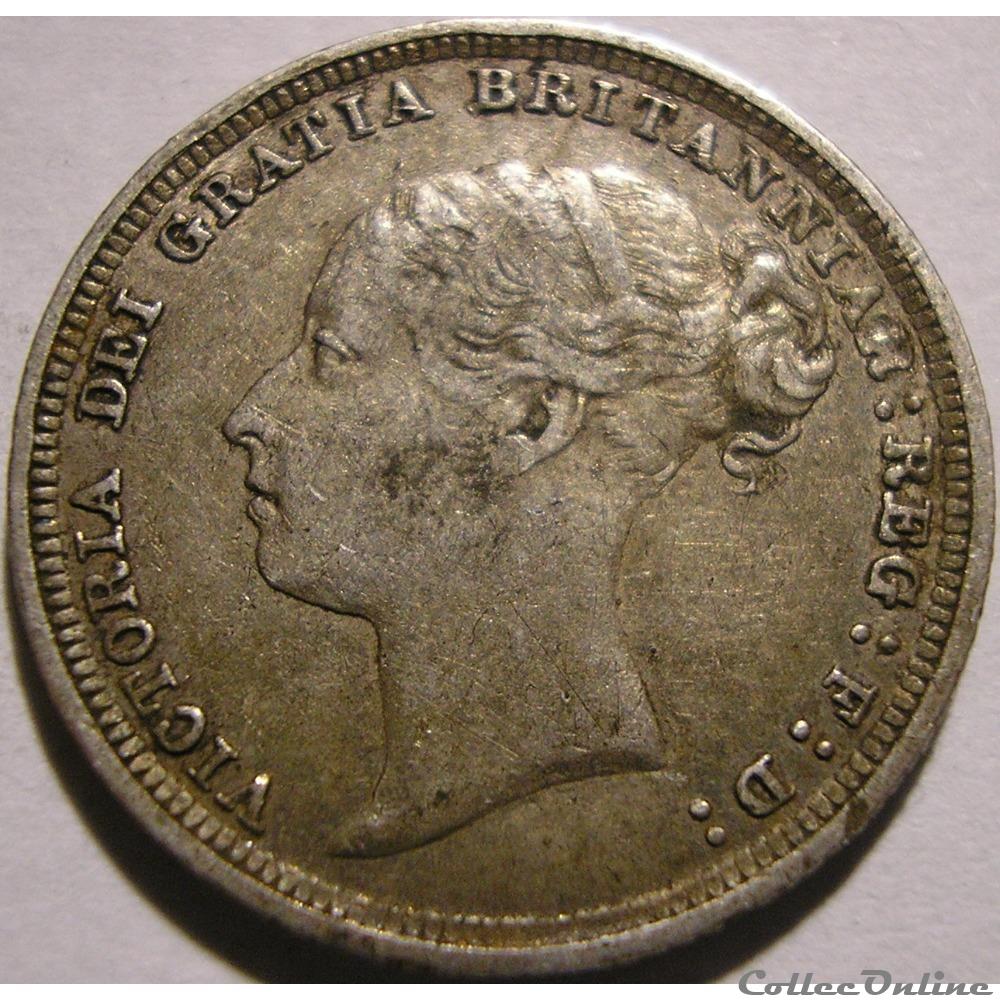 Victoria - Sixpence 1886 Kingdom of Great Britain monnaies monde royaume uni victoria sixpence 1886 kingdom of great britain