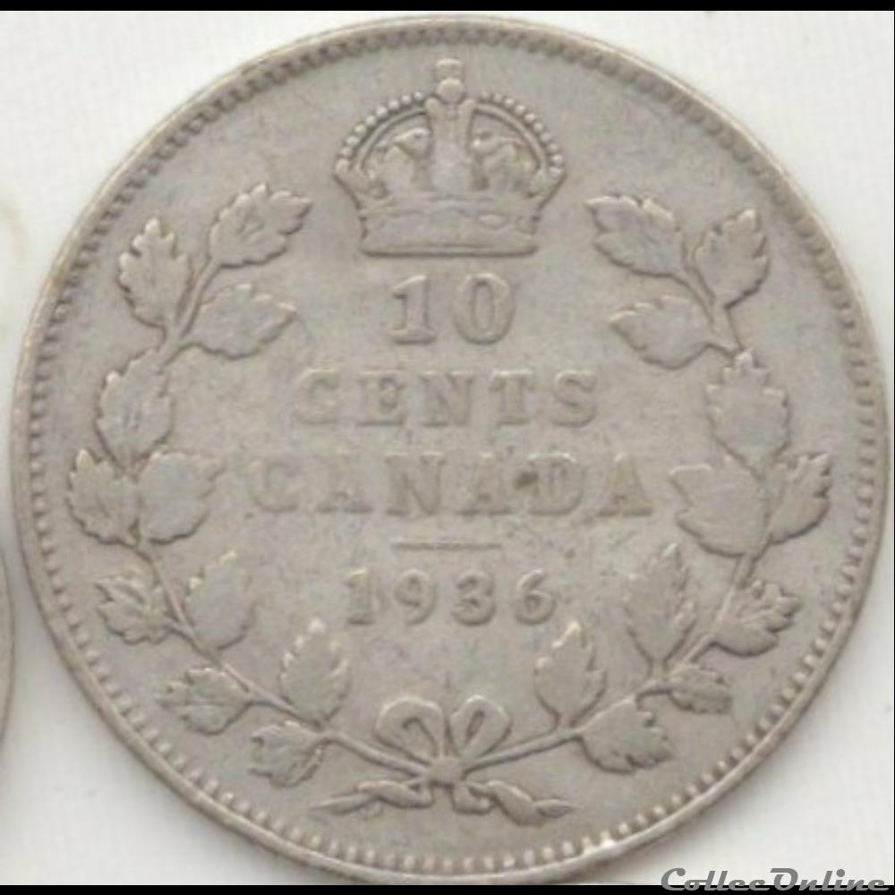 George V - 10 Cents 1936 monnaies monde canada george v 10 cents 1936