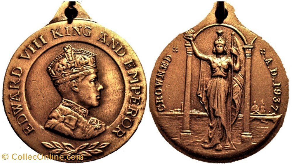 Edward VIII - Coronation Medallion 1937 Britannia - UK medaille royaume uni edward viii coronation medallion 1937 britannia uk