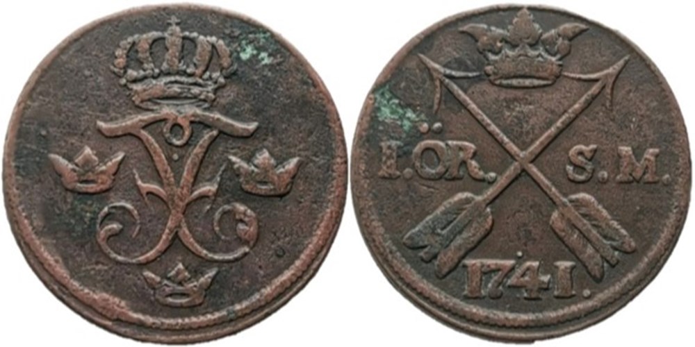 Sweden, King Fredrik I - 1 Öre 1741 Avesta monnaies europe medievale royaume suede sweden king fredrik i 1 ore 1741 avesta