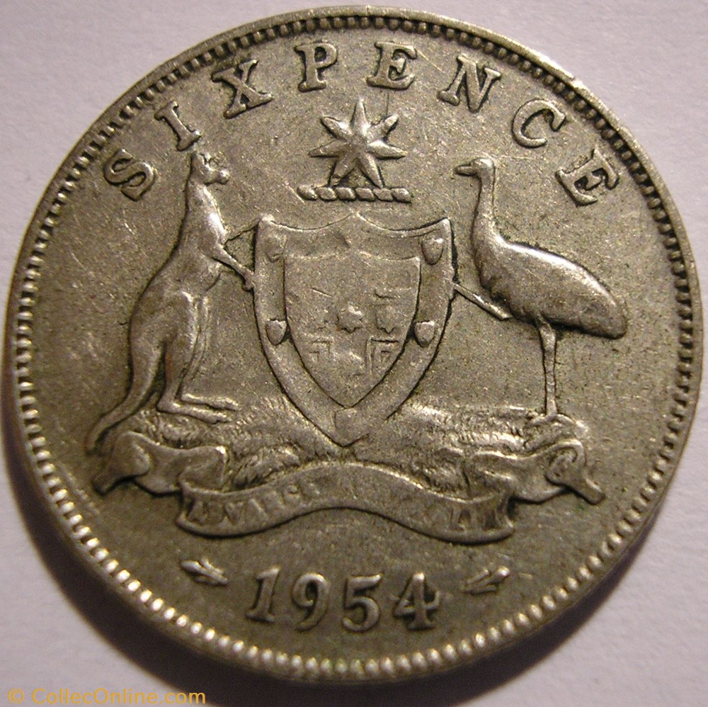 Elizabeth II - 6 Pence 1954 - Australia monnaie monde australie elizabeth ii 6 pence 1954 australia