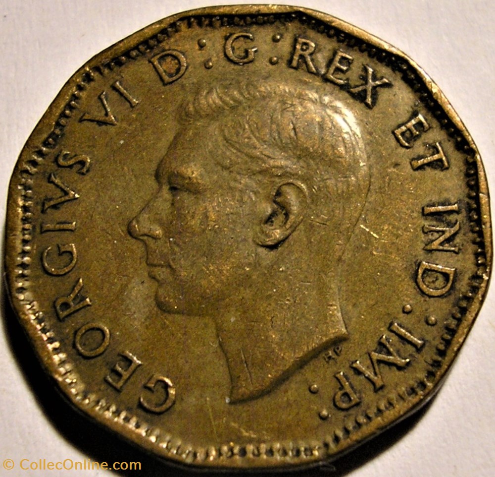 George VI - 5 Cents 1943 Victory (ex.2) monnaie monde canadum george vi 5 cents 1943 victory ex 2