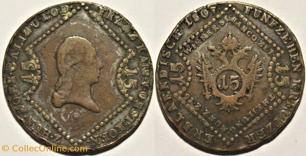 Franz I - 15 Kreuzer 1807 Smolnik - Austrian Empire monnaies monde autriche franz i 15 kreuzer 1807 smolnik austrian empire
