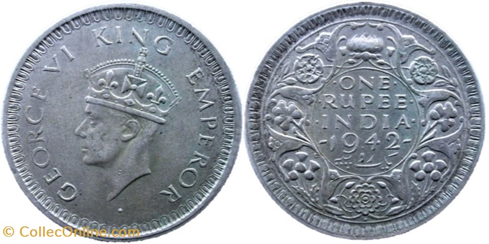 George VI - One Rupee 1942 Bombay - British India monnaies monde inde george vi one rupee 1942 bombay british india