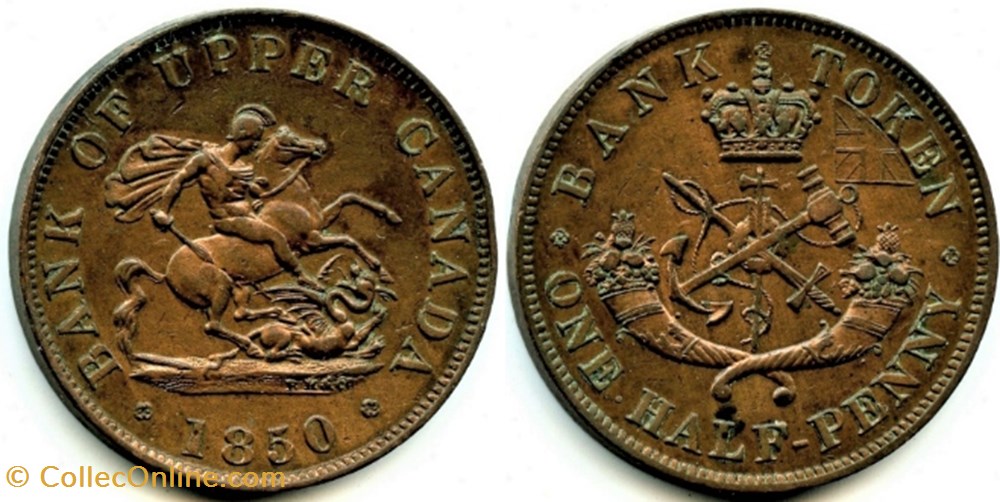 Upper Canada - 1850 HalfPenny Bank Token, St. George monnaie monde canadum upper canada 1850 halfpenny bank token st george