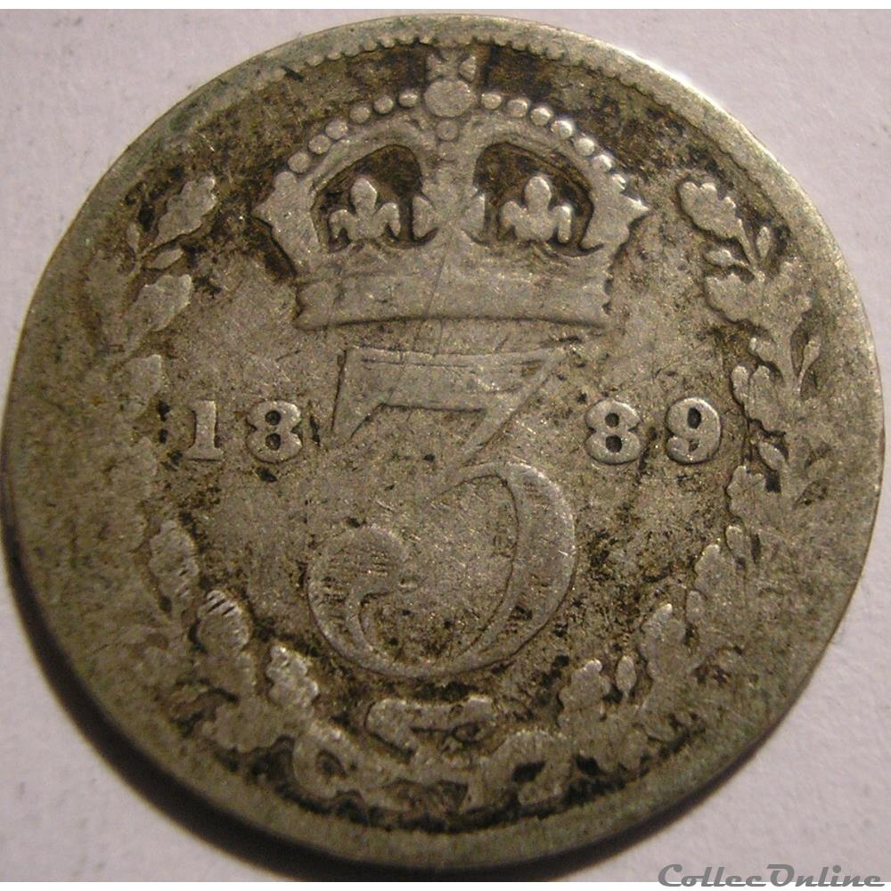 Victoria - 3 pence 1889 Kingdom of Great Britain (ex.3) monnaie monde royaume uni victoria 3 pence 1889 kingdom of great britain ex 3