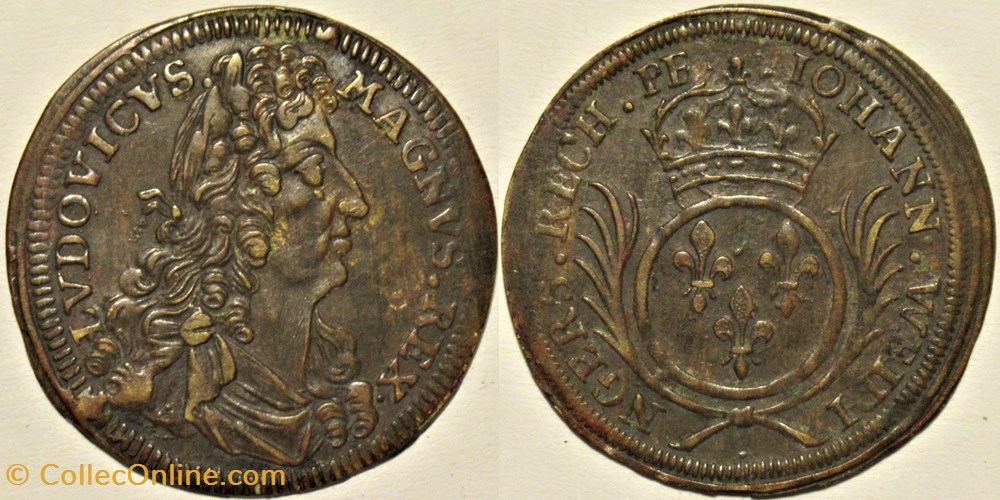 c.1710, Louis XIV - Rechenpfennig par Johann Weidinger monnaies paranumismatique jetons poids c 1710 louis xiv rechenpfennig par johann weidinger