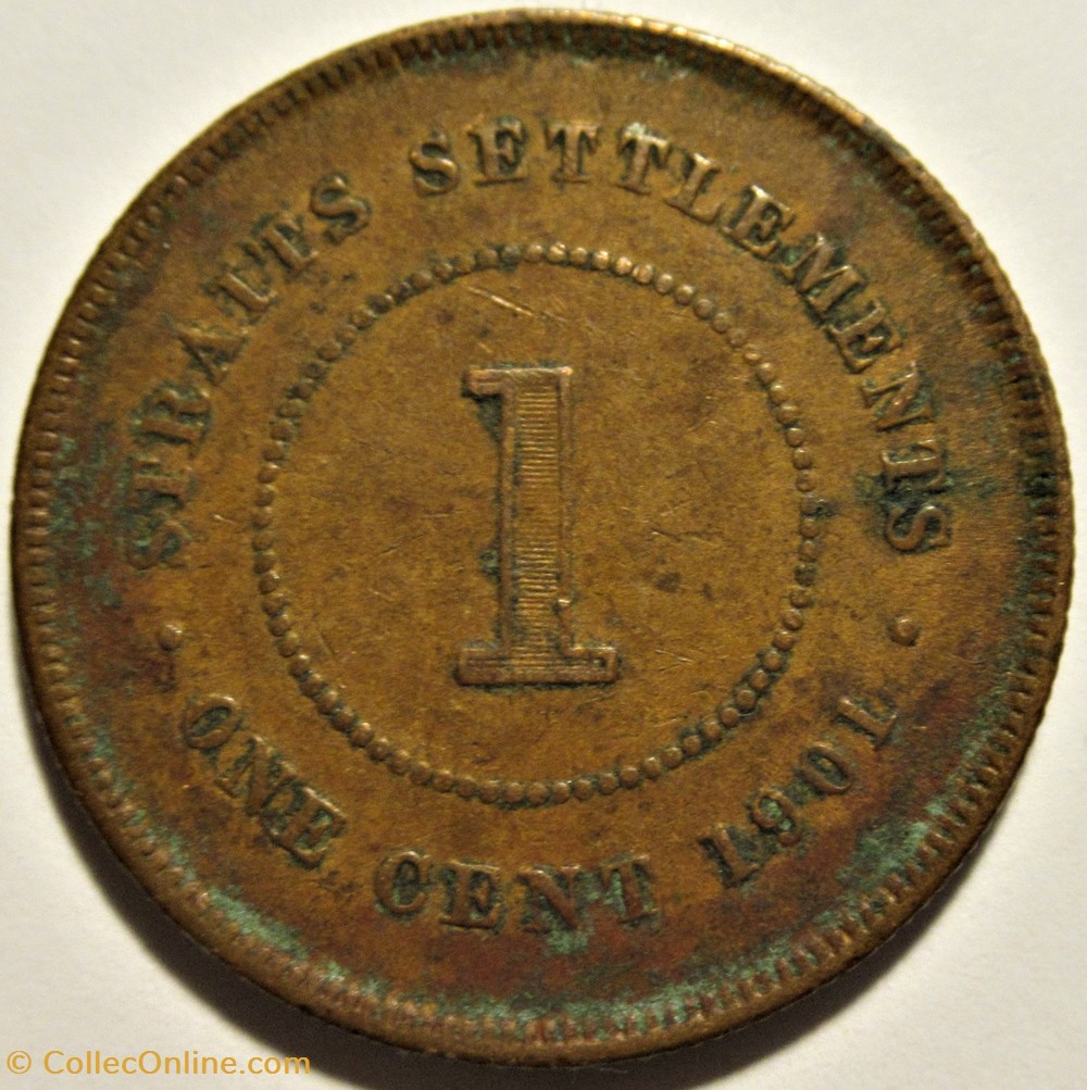 Victoria - One Cent 1901 - Straits Settlements, Malaysia (ex.2) 3 monnaies monde malaisie victoria one cent 1901 straits settlements malaysia ex 2