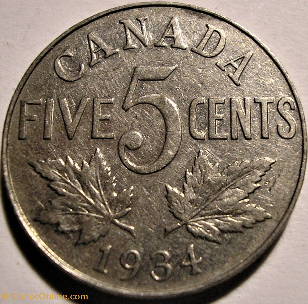 George V 5 Cents 1934 Coins World Canada Face Value 5 Cents george-v-5-cents-1934-coins-world-canada-face-value-5-cents