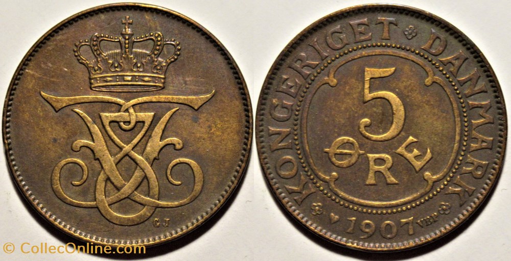 monnaies monde danemark frederik viii denmark 5 re 1907