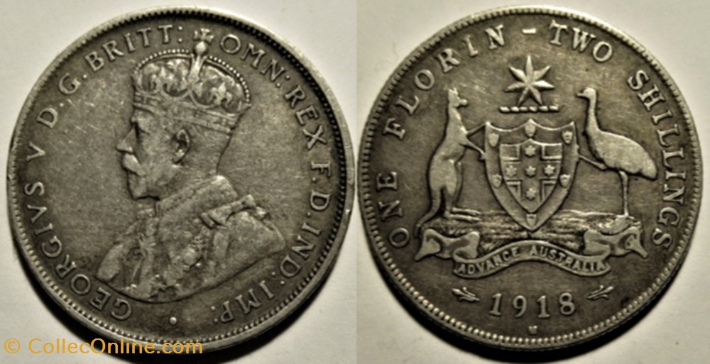 George V - One Florin 1918 Melbourne - Australia monnaies monde australie george v one florin 1918 melbourne australia