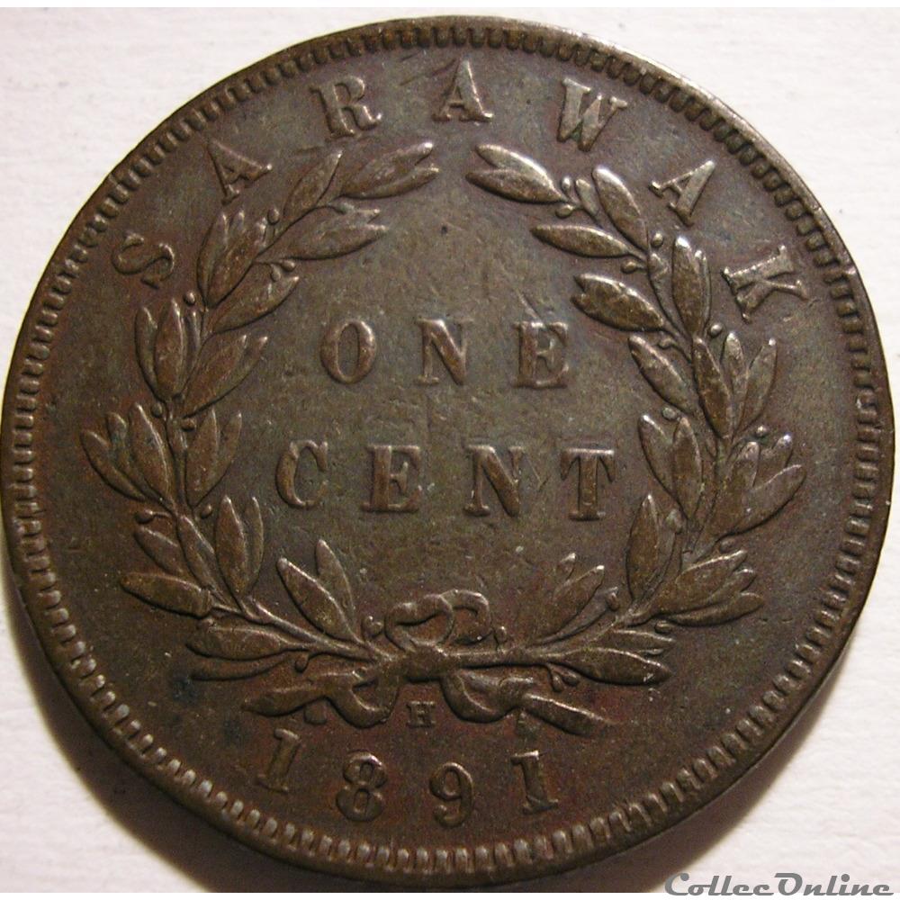 Charles Brooke - One Cent 1891 Heaton monnaie monde malaisie charles brooke one cent 1891 heaton