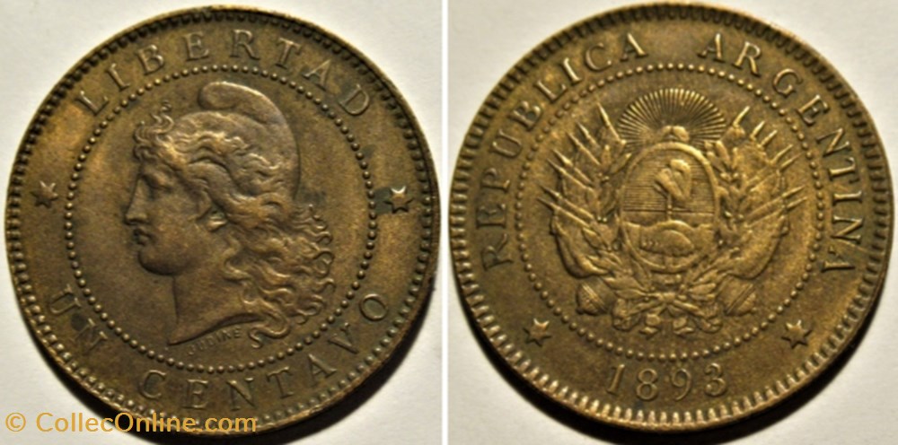 Argentina - Un Centavo 1893 monnaies monde argentine argentina un centavo 1893