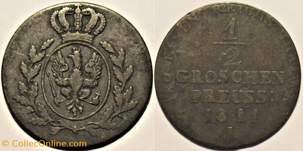monnaies europe medievale a saint empire romain germanique friedrich wilhelm iii 1 2 groschen 1811 berlin