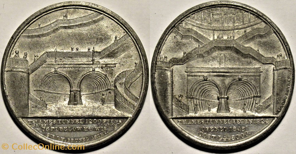 Victoria - 1843 Medal of the Opening of Thames Tunnel, London medailles royaume uni victoria 1843 medal of the opening of thames tunnel london