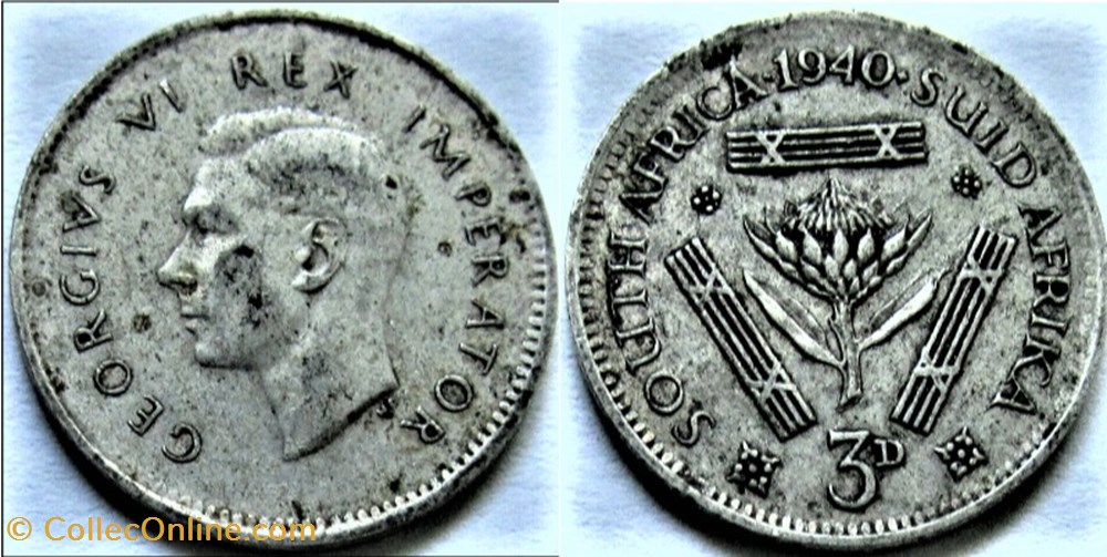 George VI - 3 Pence 1940 - South Africa monnaies monde afrique du sud george vi 3 pence 1940 south africa