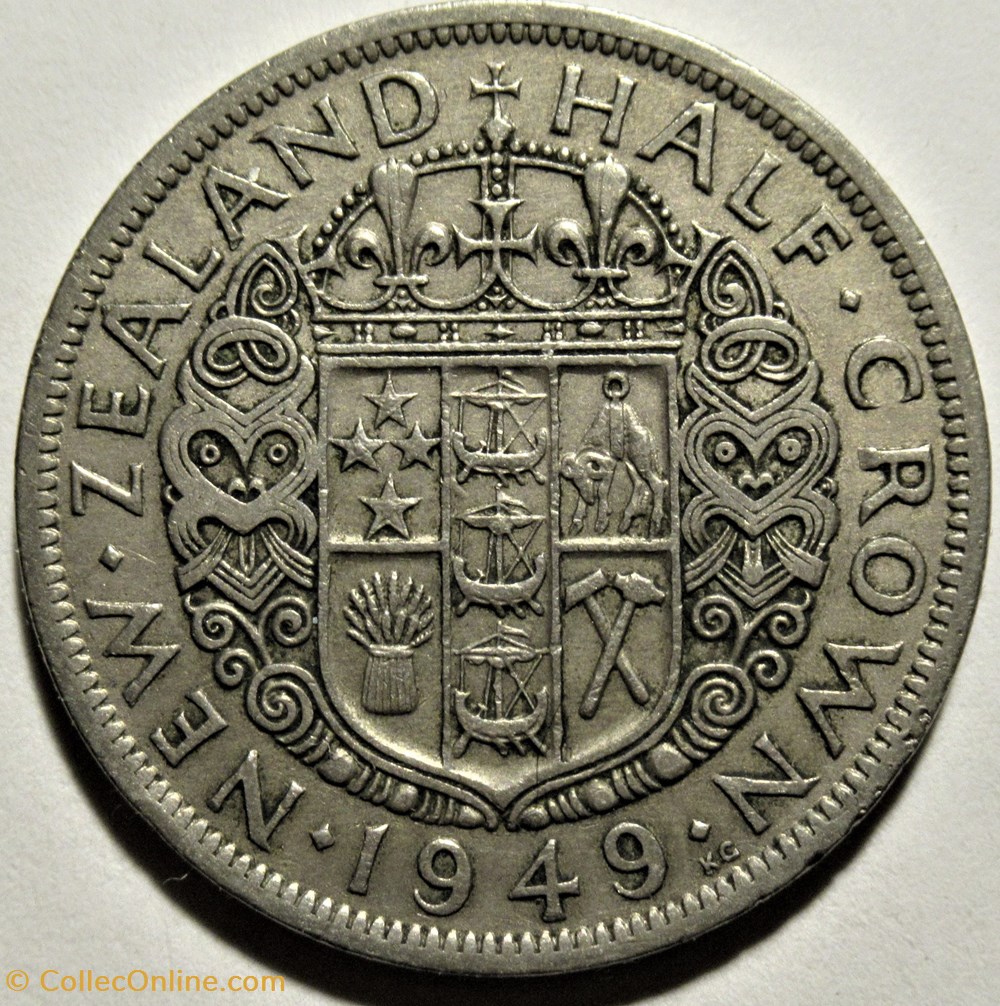 George VI - Half Crown 1949 - New Zealand monnaies monde nouvelle zelande george vi half crown 1949 new zealand