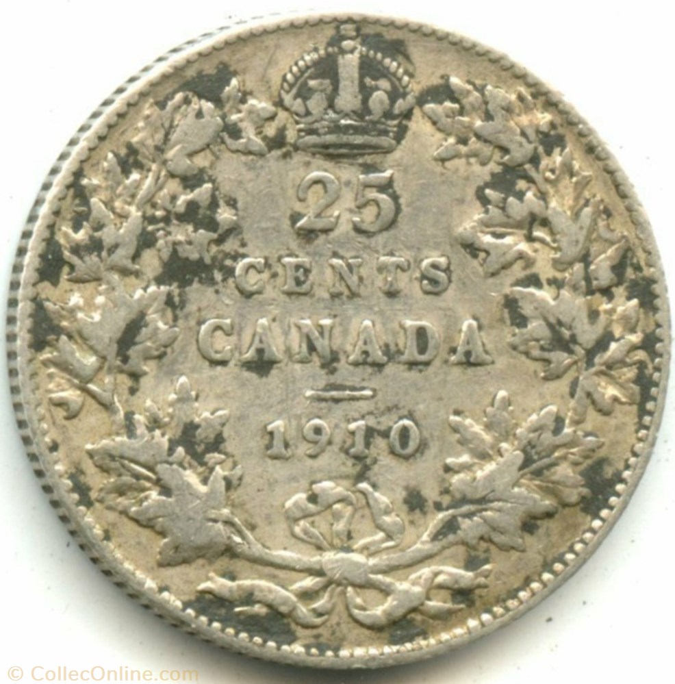 Edward VII - 25 Cents 1910 monnaie monde canadum edward vii 25 cents 1910