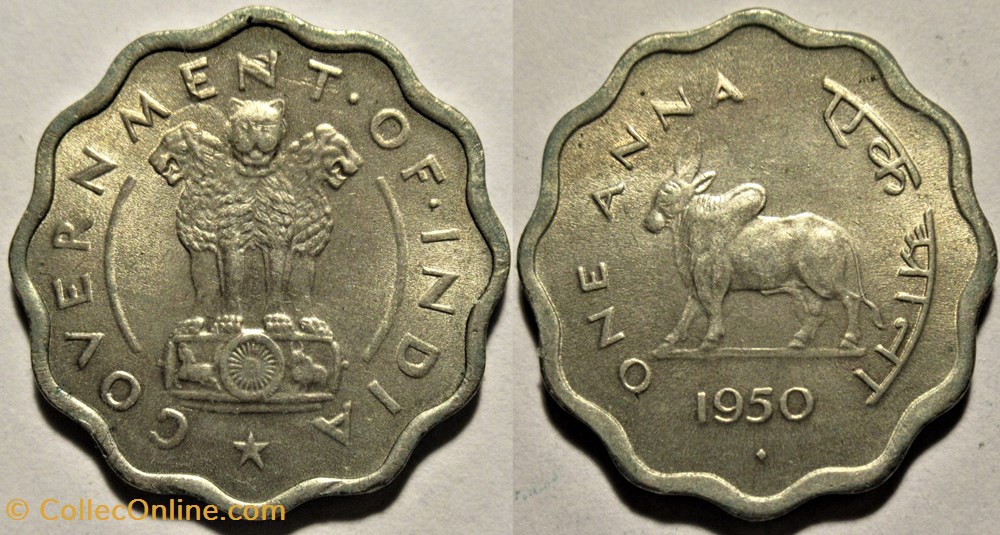 India - 1 Anna 1950, Mumbai - Die Clash monnaies monde inde india 1 anna 1950 mumbai die clash