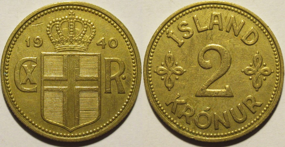 monnaies monde islande christian x of denmark 2 kronur 1940 iceland