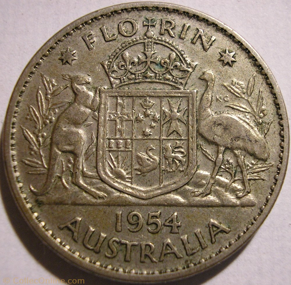 Elizabeth II - One Florin 1954 - Australia monnaies monde australie elizabeth ii one florin 1954 australia