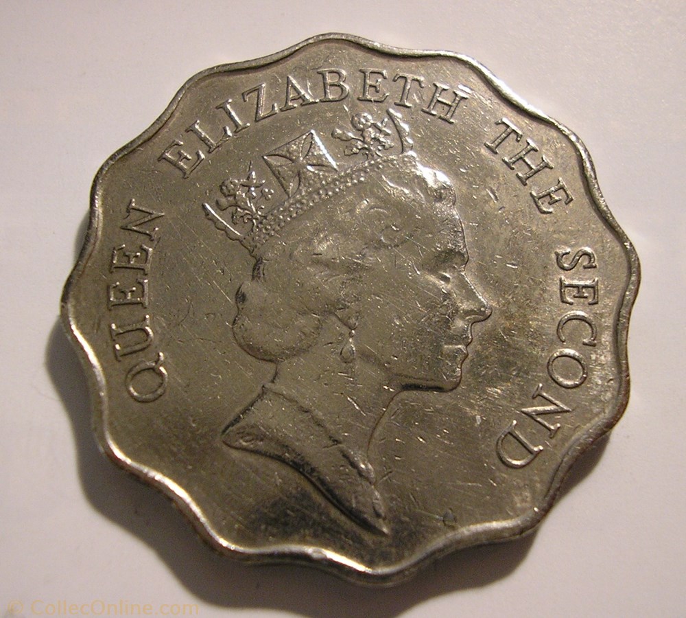 Elizabeth II 2 Dollars 1990 Hong Kong Coins World Face