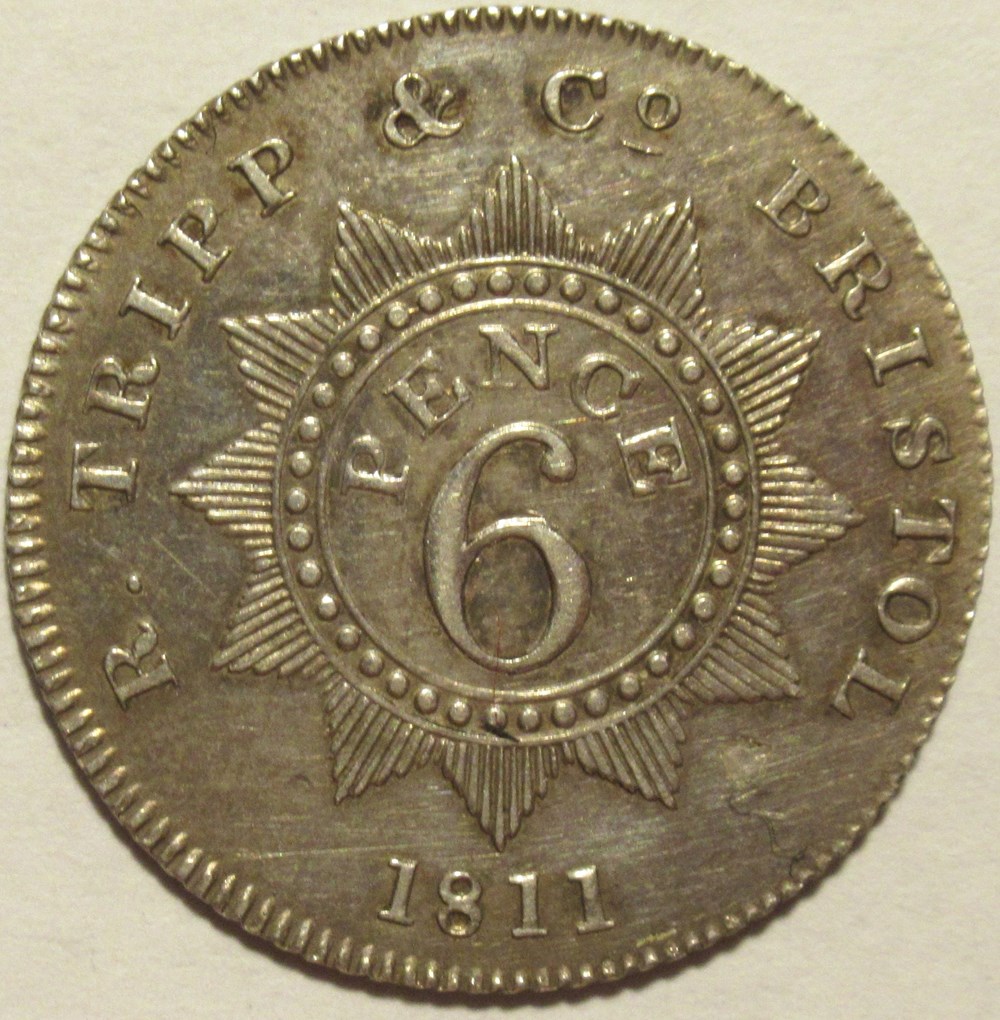 1811 Sixpence Token R.Tripp & Co. - Bristol, Somerset, England monnaies monde royaume uni 1811 sixpence token r tripp co bristol somerset england