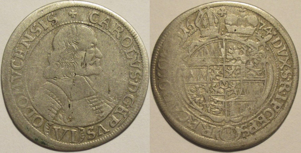 Karl II of Liechtenstein-Kastelkorn - 6 Kreuzer 1674 - Bishopric of Olmütz monnaies europe medievale royaume de boheme karl ii of liechtenstein kastelkorn 6 kreuzer 1674 bishopric of olmutz