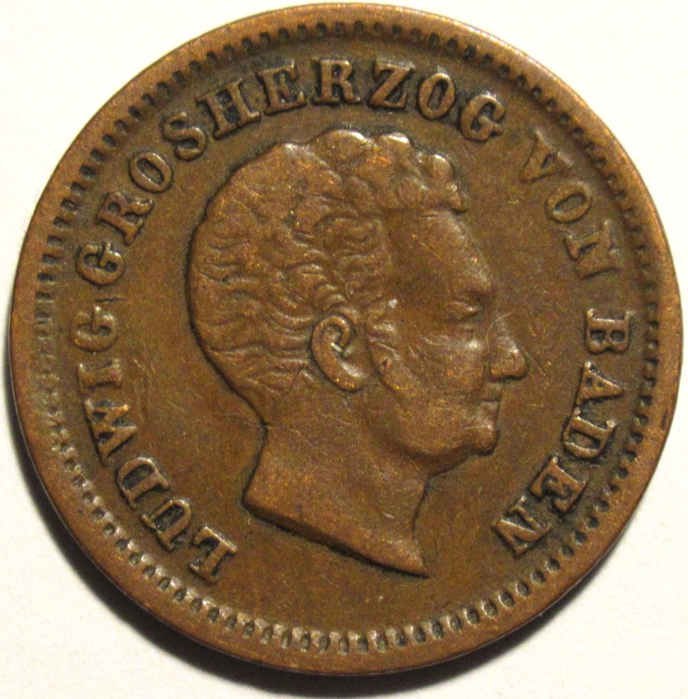 Ludwig I - 1 Kreuzer 1828 D - Grand-Duchy of Baden monnaies europe medievale saint empire romain germanique ludwig i 1 kreuzer 1828 d grand duchy of baden