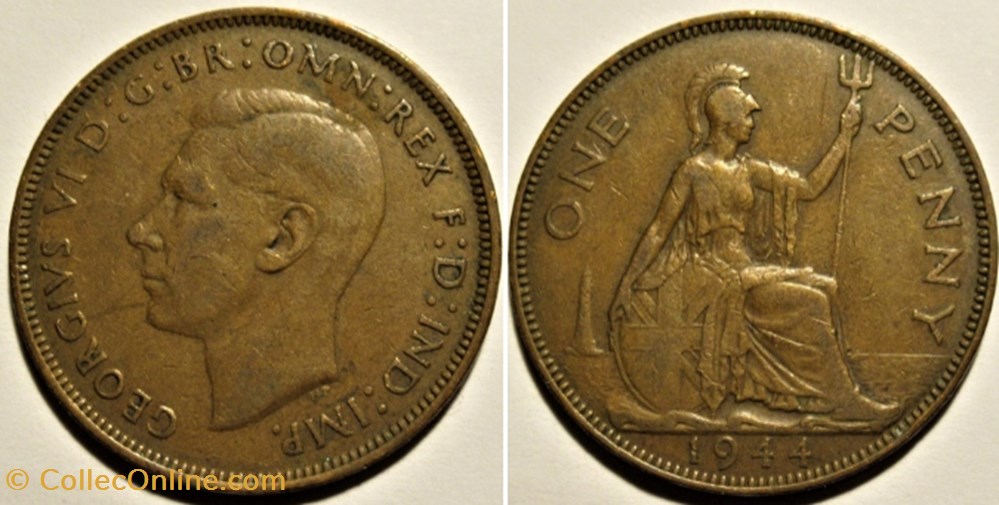 monnaies monde royaume uni george vi one penny 1944 uk