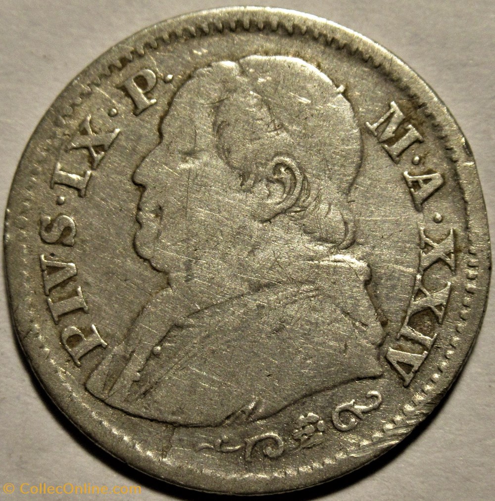 Pio IX, Pope - 10 Soldi 1869, Anno XXIV - Vaticano 2 monnaies monde pio ix pope 10 soldi 1869 anno xxiv vaticano