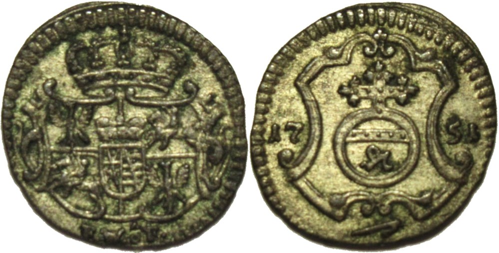 monnaies europe medievale saint empire romain germanique friedrich august ii 1 pfennig 1751 electorate of saxony