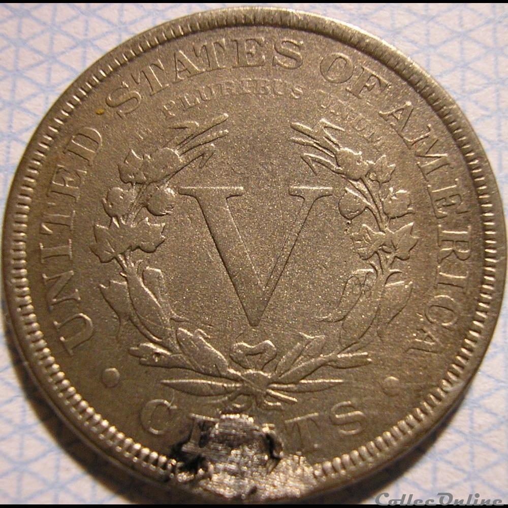 1886 5 Cents (ex.2) 2 monnaie monde etat uni 1886 5 cents ex 2