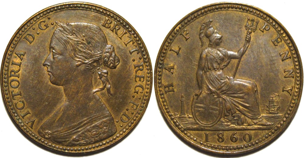 Victoria - Half Penny 1860 - Great Britain monnaies monde royaume uni victoria half penny 1860 great britain