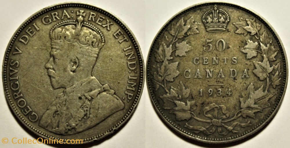 monnaies monde canada george v 50 cents 1936