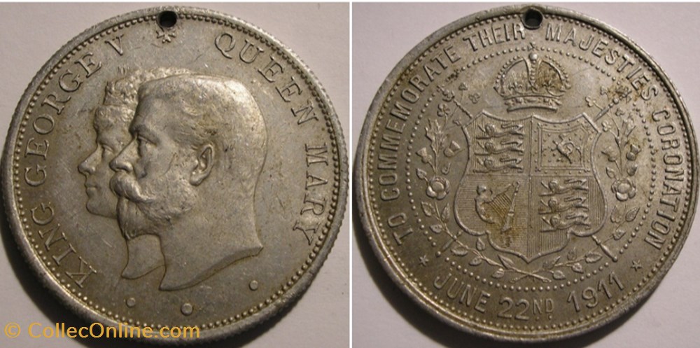 George V & Mary - 1911 Coronation Medal Shield, UK medaille royaume uni george v mary 1911 coronation medal shield uk