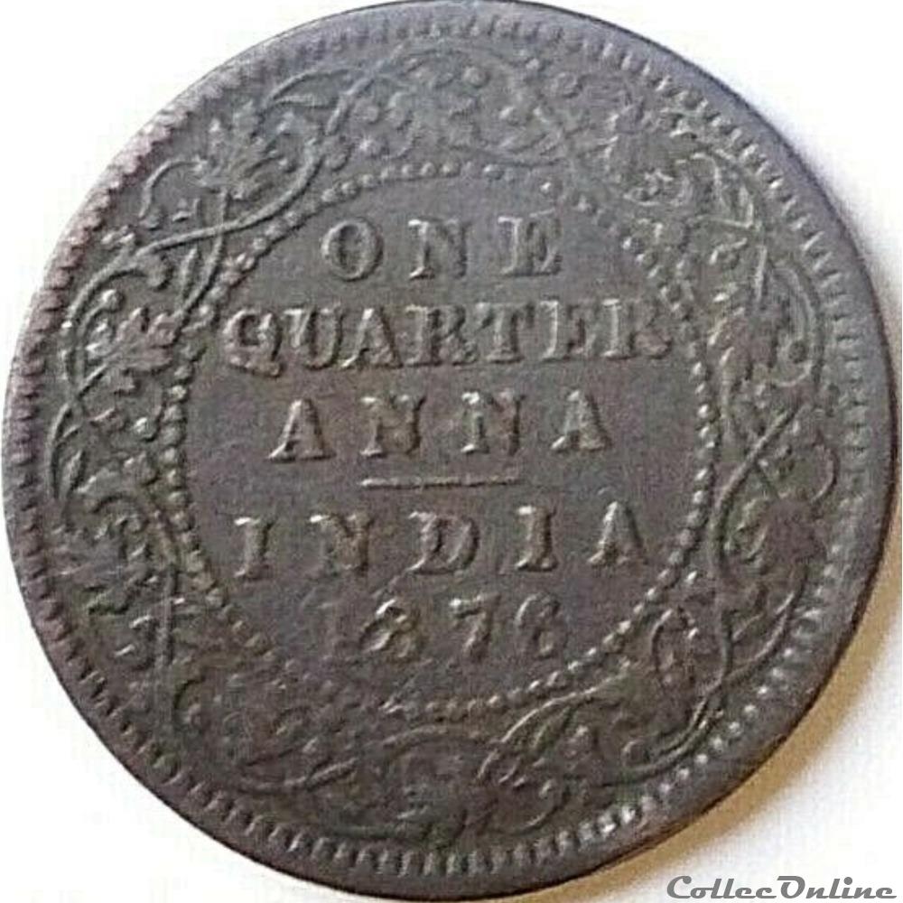 Victoria - One Quarter Anna 1876 - British India monnaies monde inde victoria one quarter anna 1876 british india
