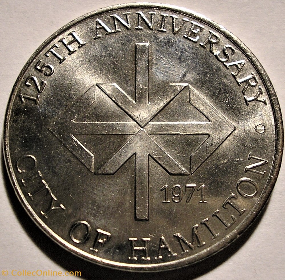 Hamilton, Ontario - Anniversary 125th. Dollar 1971 3 monnaie jeton mereaux hamilton ontario anniversary 125th dollar 1971
