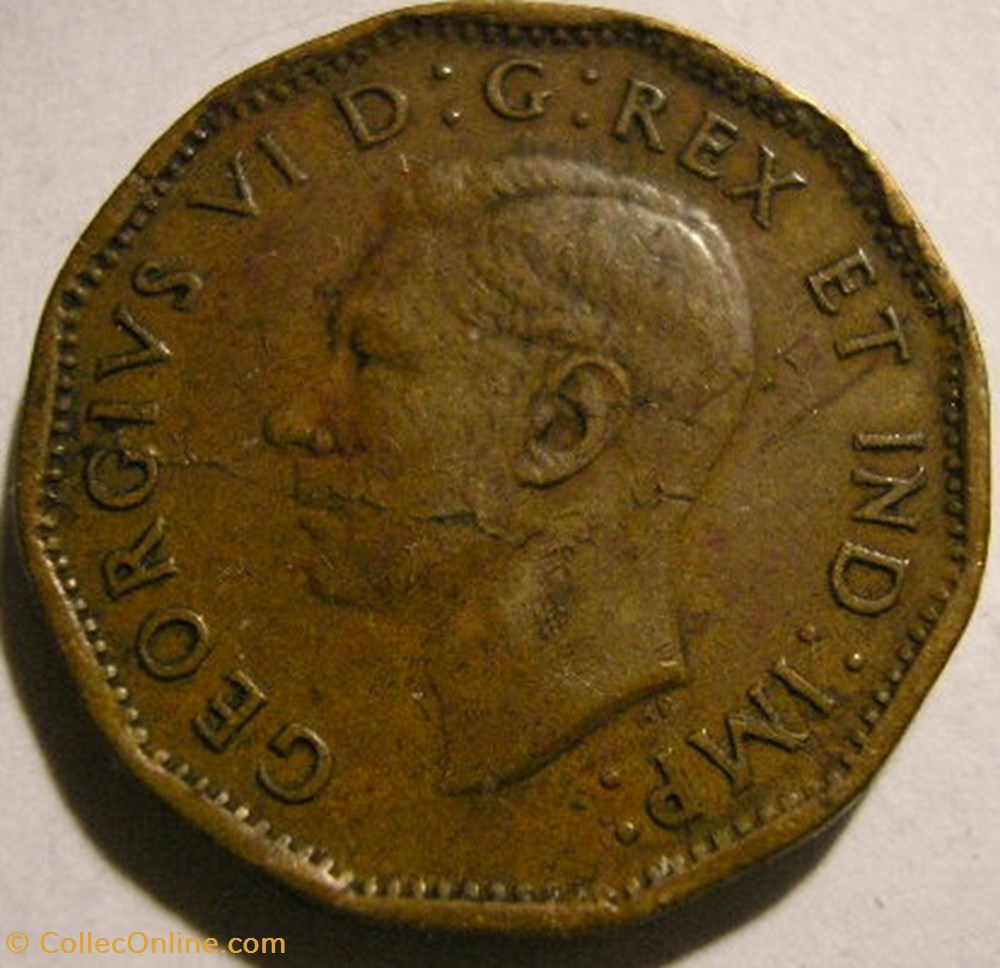 George VI - Five Cents 1943 Victory - Die crack 2 monnaie monde canadum george vi five cents 1943 victory die crack